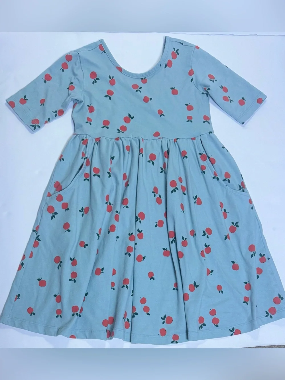 Hanna Andersson Girls Dress Lot Size 120 6-7 Unicorn Apple Print